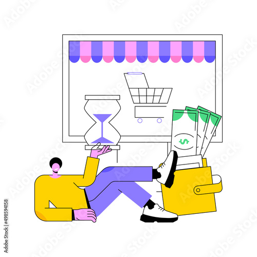 Pending payment abstract concept vector illustration. Money on hold, payment processing, transfer pending status, amount blocked, making online purchase, order in process abstract metaphor.