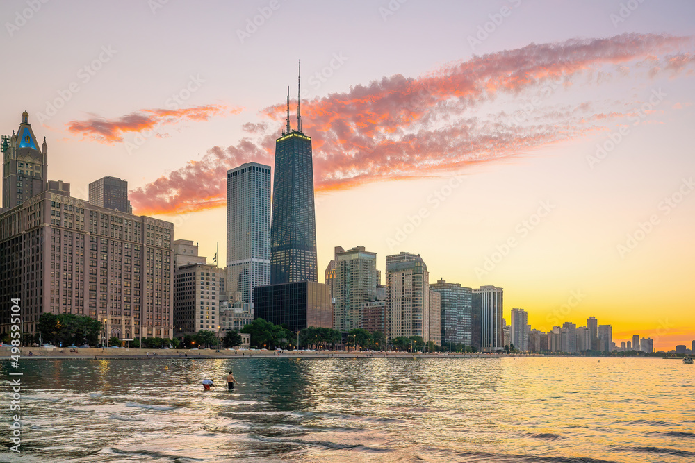 Fototapeta premium Chicago downtown skyline cityscape of USA