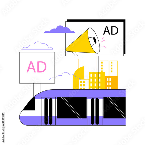 Outdoor advertising design abstract concept vector illustration. Out of home media, outdoor retail banner, creative advertising design, city billboard layout, marketing campaign abstract metaphor.
