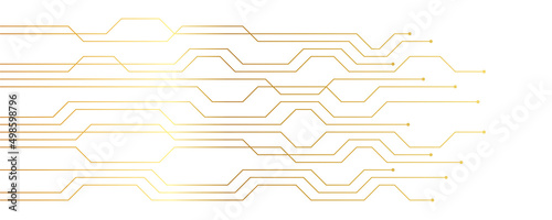 golden circuit board electronics digital technology banner on white background