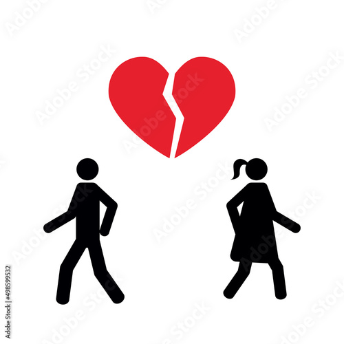 separation divorce pictogram info graphic with broken heart icon