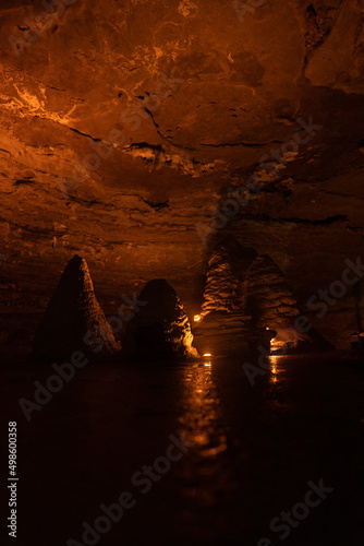 Scenic inside view of the Shuanghedong Caves, Wenquan, Suiyang County, Guizhou Province, China photo