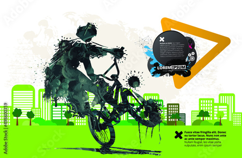 BMX rider on the abstract background, sport vector