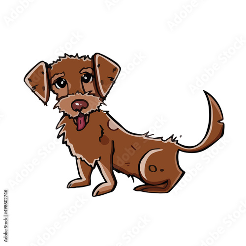 Cartoon style. The dog shows his tongue  the puppy opened his mouth. vector illustration