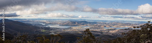 Tablou pe pânză Panoramic landscape of Derwent River in Hobart, Tasmania