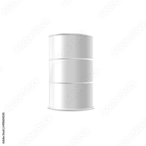 Metal aluminum barrel container template realistic vector illustration isolated.
