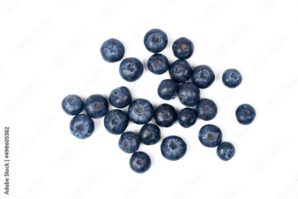 blueberries isolated on white background (top view) blueberries isolated on white background (top view)
