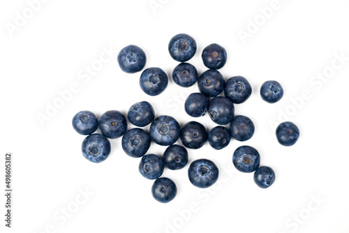 blueberries isolated on white background (top view)