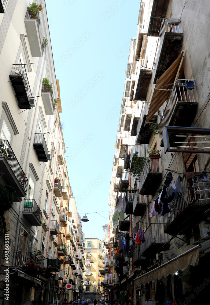 dilapidated condominiums in the overpopulated suburb of Naples called SPANISH QUARTER in Southern Italy