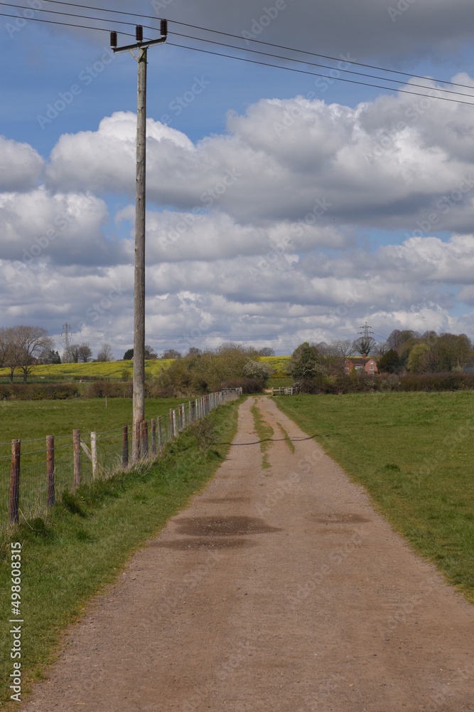 a farm track going though the fields