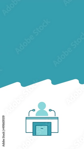4k vertical video of speech icon in flat style on white background.