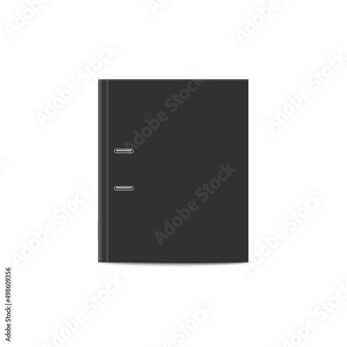 Plastic office binder view from above, realistic vector illustration isolated.