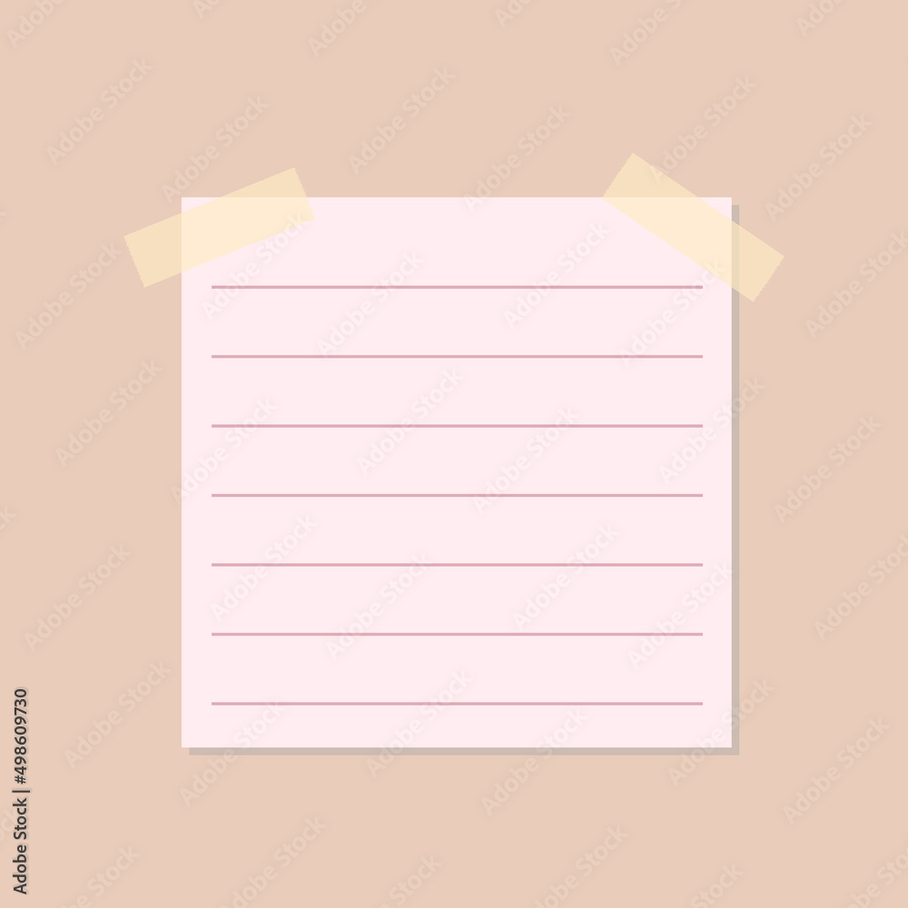 Pink note paper with lines vector isolated on white background ,Vector illustration EPS 10 Pink note paper with lines vector isolated on white background ,Vector illustration EPS 10