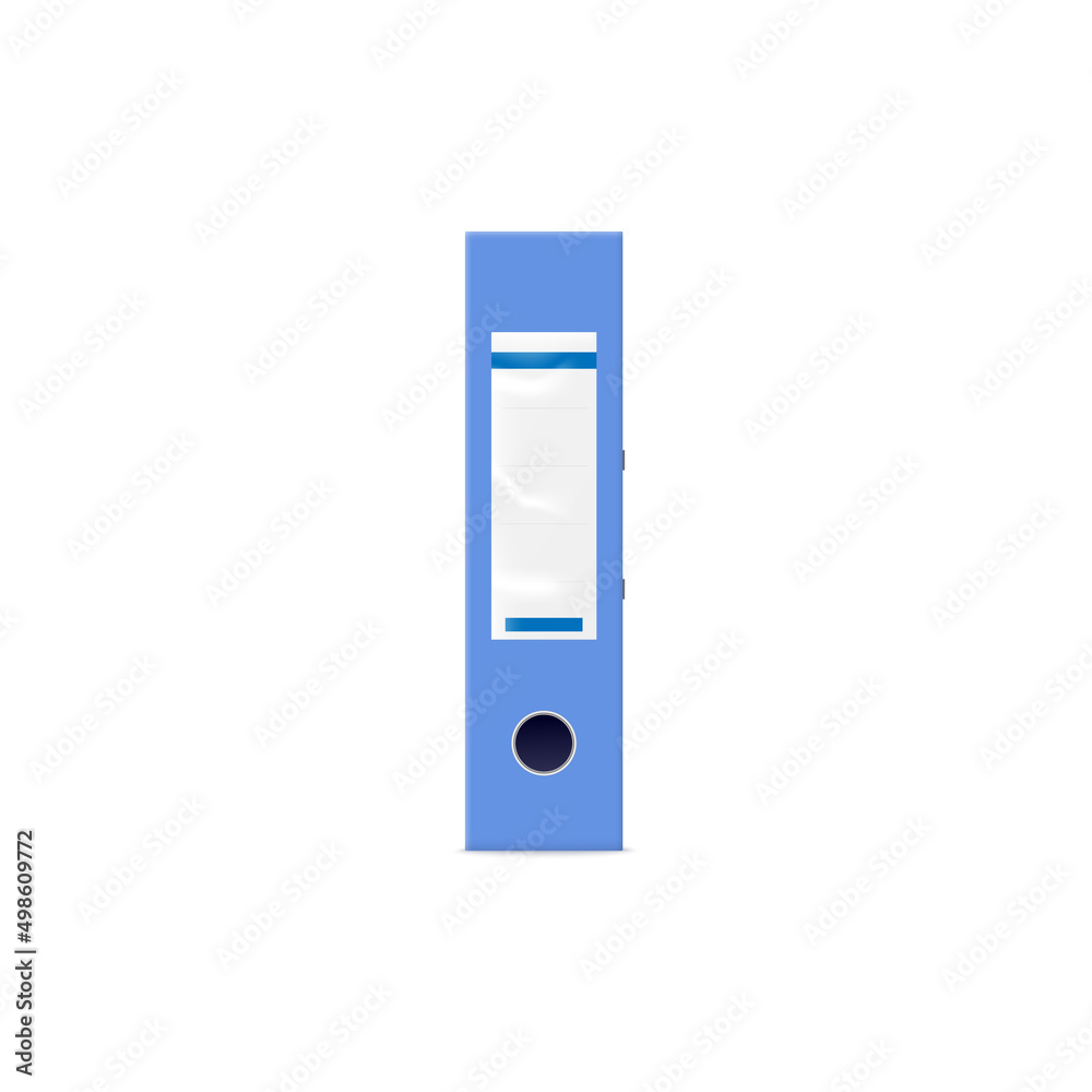 Plastic blue ring binder folder spine mockup, 3D vector illustration isolated. Plastic blue ring binder folder spine mockup, 3D vector illustration isolated.