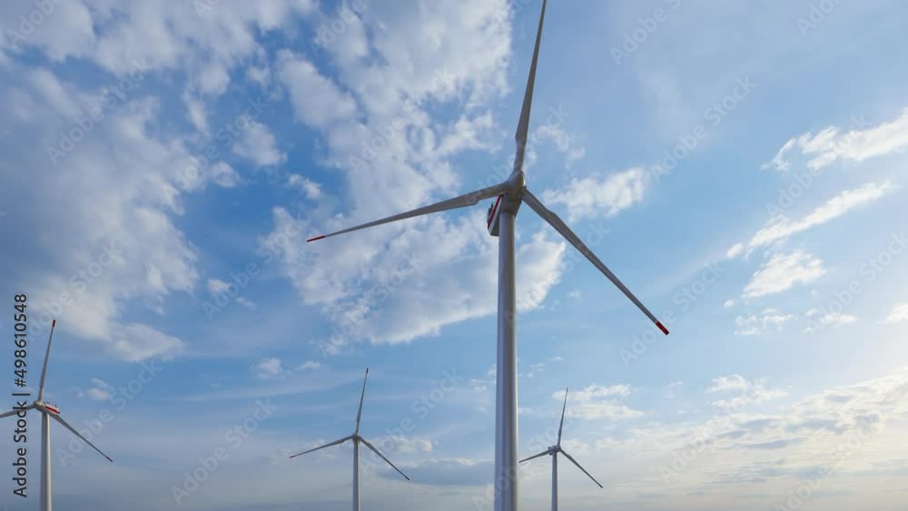 Windmill park. Sustainable energy production. Green Energy, clean power, clean energy concept. Windmill park. Sustainable energy production. Green Energy, clean power, clean energy concept.