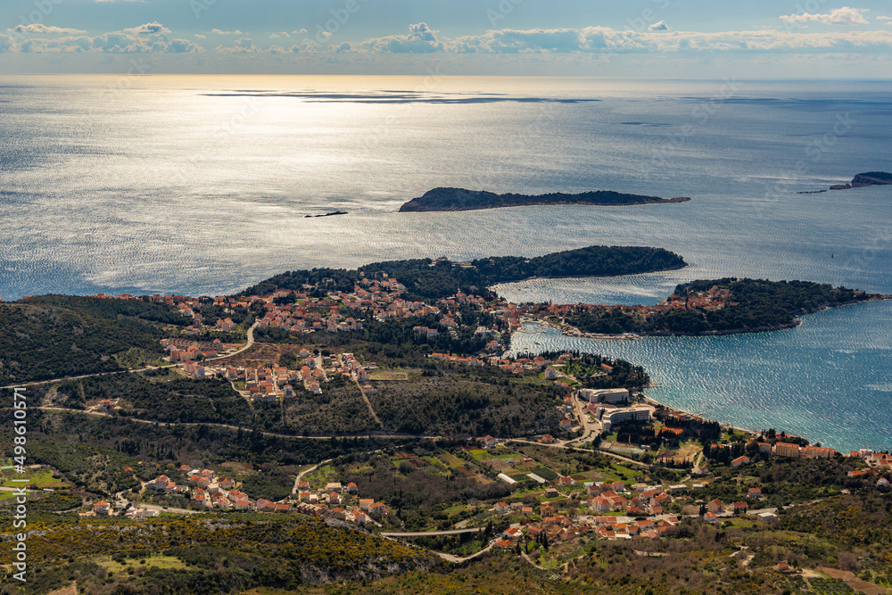 Aerial view of Cavtat. Well known tourist destination near Dubrovnik.