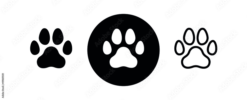 Fototapeta premium Cat or dog footprint icon. Pets symbol. Paw print pictogram.