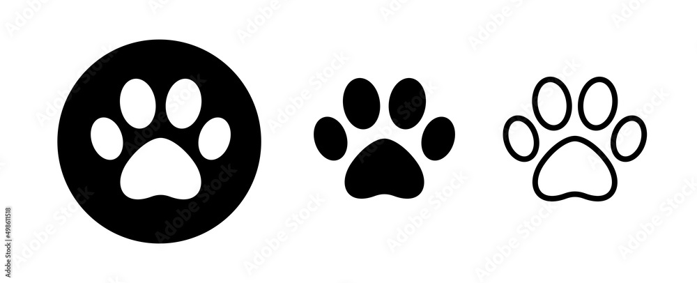 Fototapeta premium Cat or dog footprint icon. Pets symbol. Paw print pictogram.