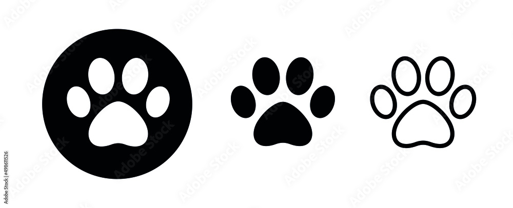 Fototapeta premium Cat or dog footprint icon. Pets symbol. Paw print pictogram.
