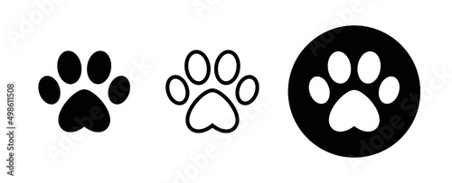 Cat or dog footprint icon. Pets symbol. Paw print pictogram.