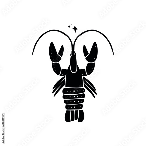 Symbol sign with inscription. Cancer. Vector image of zodiac sign for astrology and horoscopes.