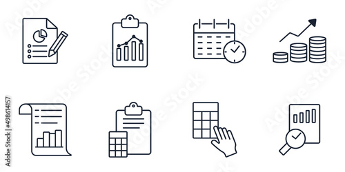 Fiscal year icons set . Fiscal year pack symbol vector elements for infographic web