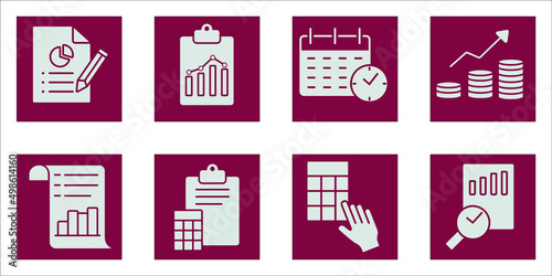 Fiscal year icons set . Fiscal year pack symbol vector elements for infographic web