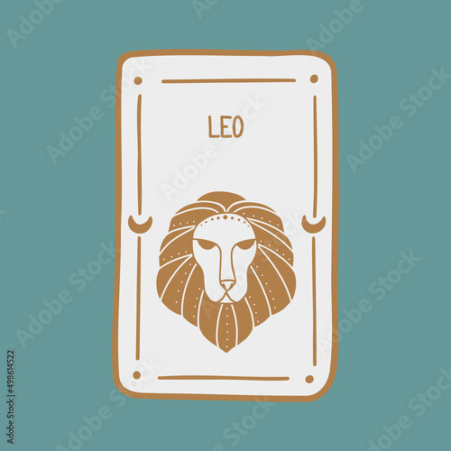 Symbol sign with inscription. Leo. Vector image of zodiac sign for astrology and horoscopes.