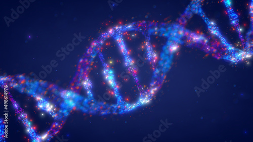 Digital double helix DNA molecule. Molecular genetics and Genetic engineering concept