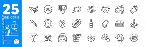 Outline icons set. Startup concept, Helping hand and Loyalty star icons. Full rotation, Refund commission, Ab testing web elements. Lock, Hand, Strategy signs. Block diagram, Mattress. Vector