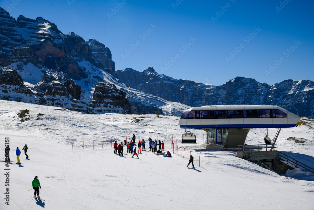 Madonna di Campiglio Ski Resort, located at the area of the Brenta Dolomites in Italy, Europe.