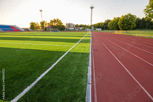 Sport Soccer Stadium Treadmill Rubber Coating Football Ball Football Goal Net Green Field Grass Artificial Lawn Arena 