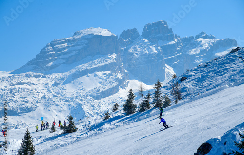 Fototapeta Madonna di Campiglio Ski Resort, located at the area of the Brenta Dolomites in Italy, Europe