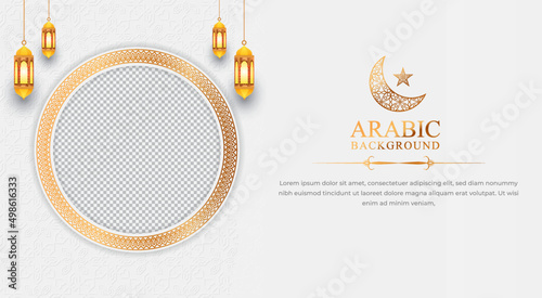 islamic arabic elegant social media post with empty space for photo islamic pattern background