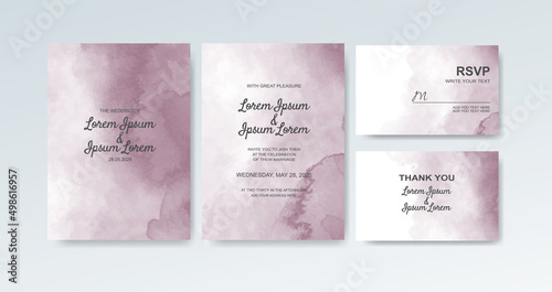 Wedding invitation with abstract watercolor background