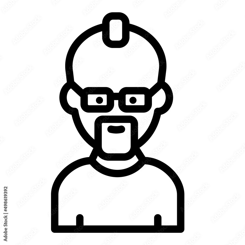 Man Beard User Avatar Flat Icon Isolated On White Background Man Beard User Avatar Flat Icon Isolated On White Background