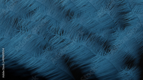 Blue gradient bird feather plane on a close up bird wing(3D Rendering)