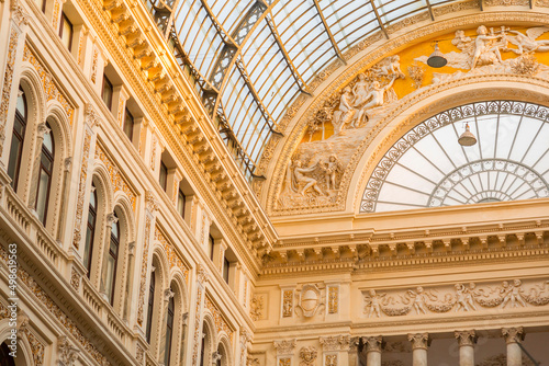 Inside of Galleria Umberto I, a public shopping gallery in Naples, Italy