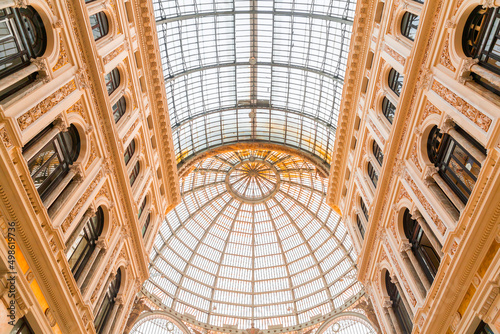 Inside of Galleria Umberto I  a public shopping gallery in Naples  Italy