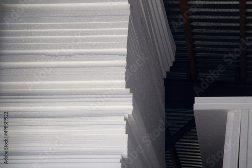 Styrofoam. Building material.Material for heat and noise insulation.