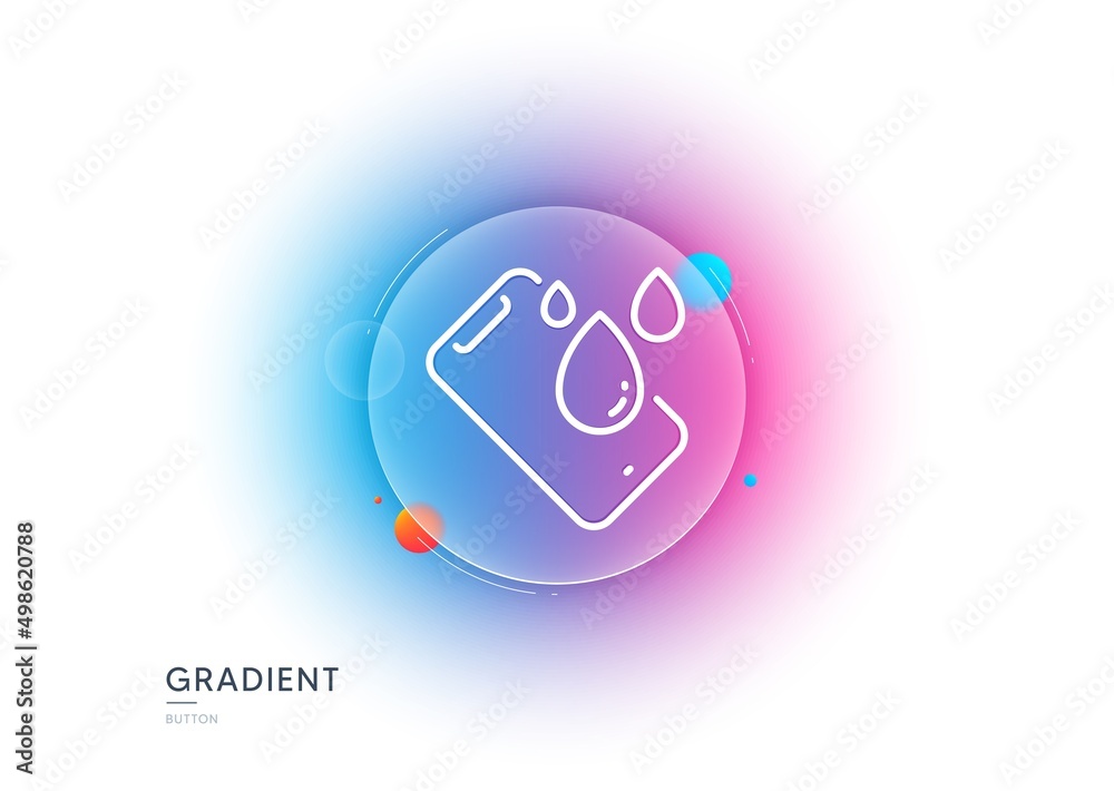 Smartphone waterproof line icon. Gradient blur button with glassmorphism. Phone sign. Mobile device symbol. Transparent glass design. Smartphone waterproof line icon. Vector