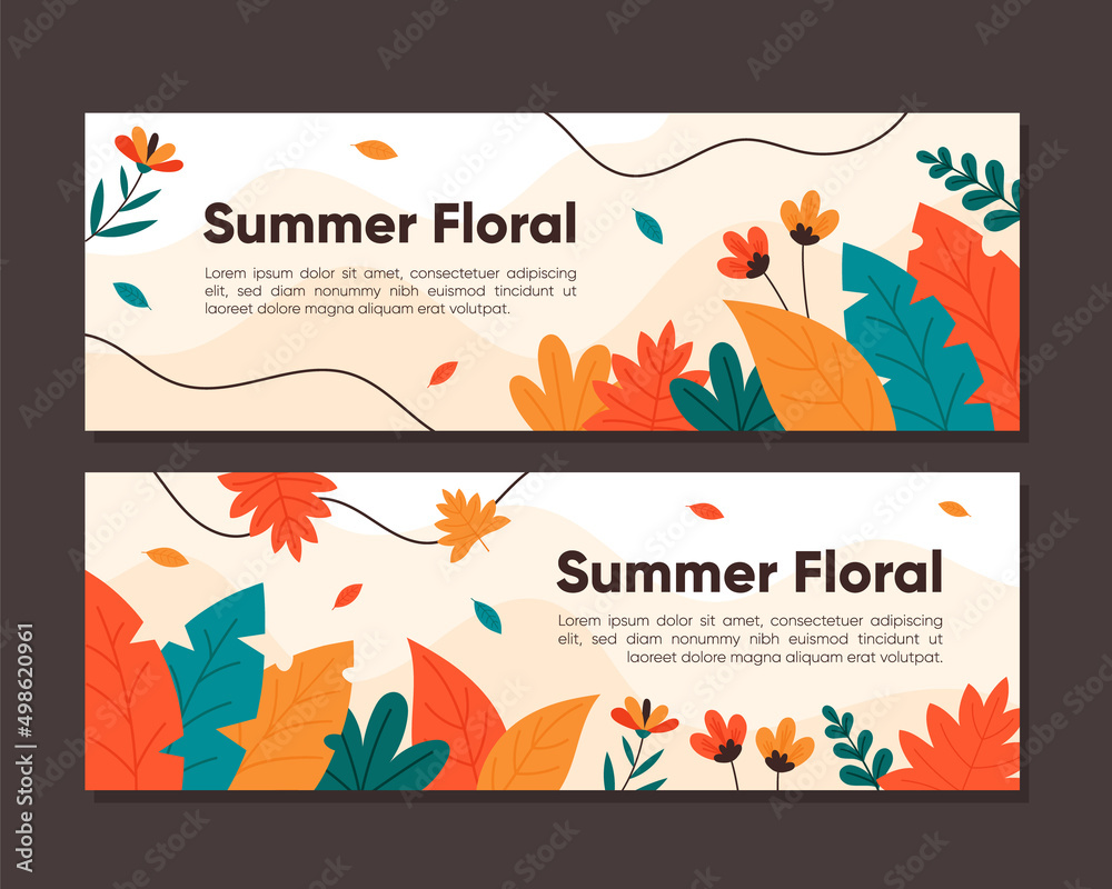 Summer Floral Banner Collection Set For Marketing Promotional Sale Online and Offline