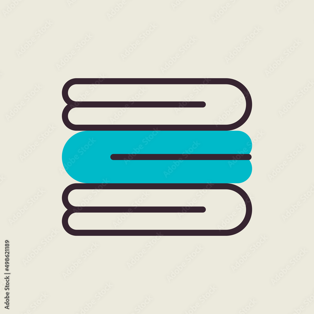 Stack of folded bath towels or napkins vector icon