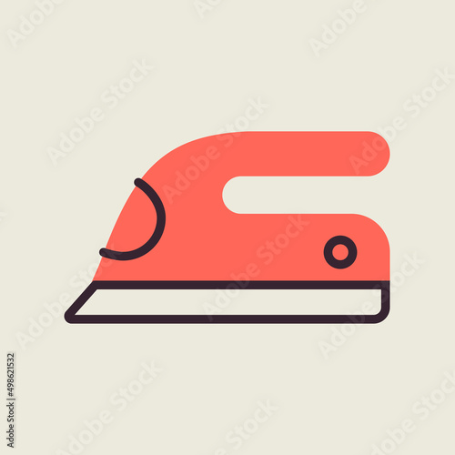 Steam iron flat vector icon