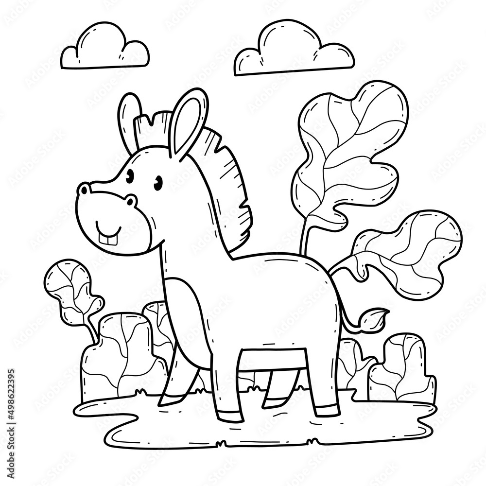 Naklejka premium animals coloring book alphabet. Isolated on white background. Vector cartoon donkey.