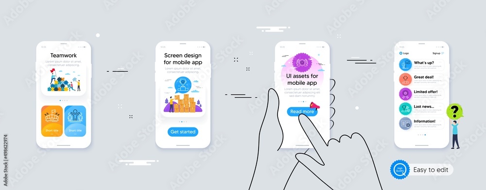 Set of Diploma, Leadership and Laureate line icons. Phone ui interface. Include Dumbbell, Winner podium, Winner ribbon icons. Arena web elements. For web, application. Vector Set of Diploma, Leadership and Laureate line icons. Phone ui interface. Include Dumbbell, Winner podium, Winner ribbon icons. Arena web elements. For web, application. Vector
