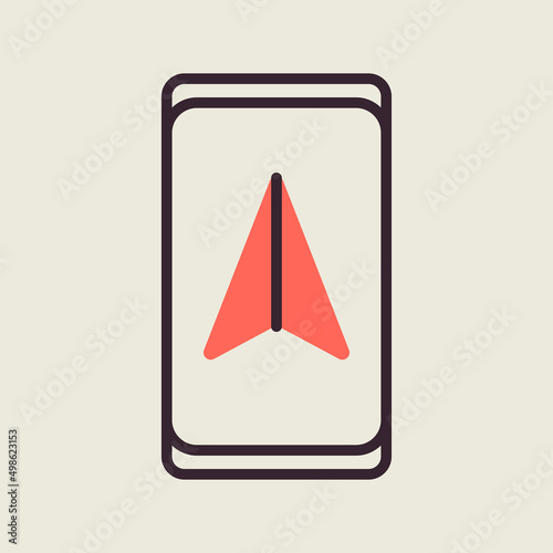 Smartphone with navigator vector icon