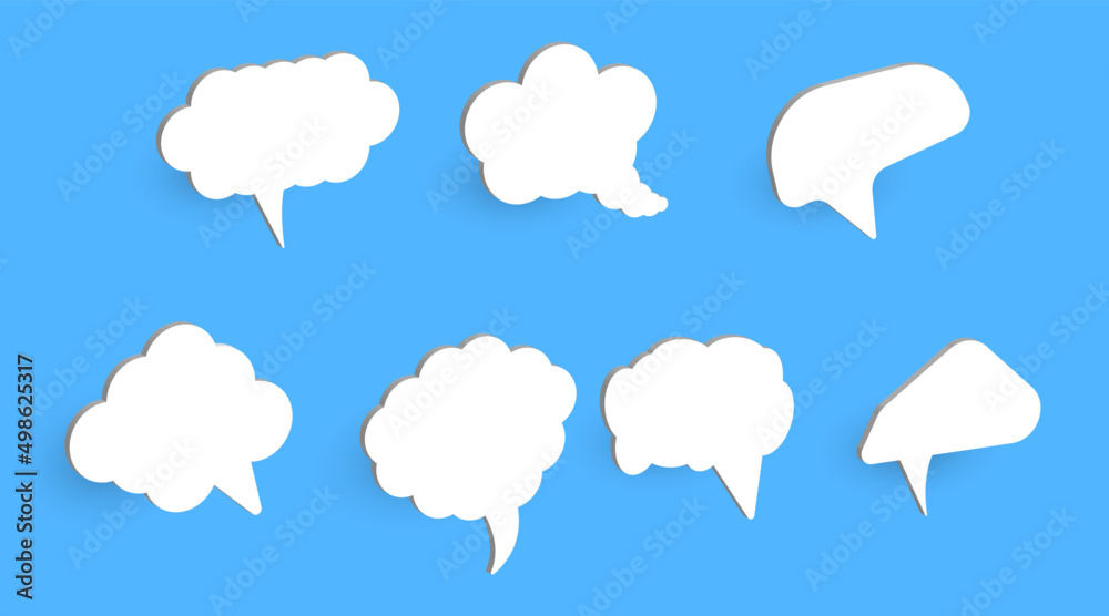 3d konuşma balonu sohbet simgesi koleksiyonu set.blank beyaz konuşma balonları