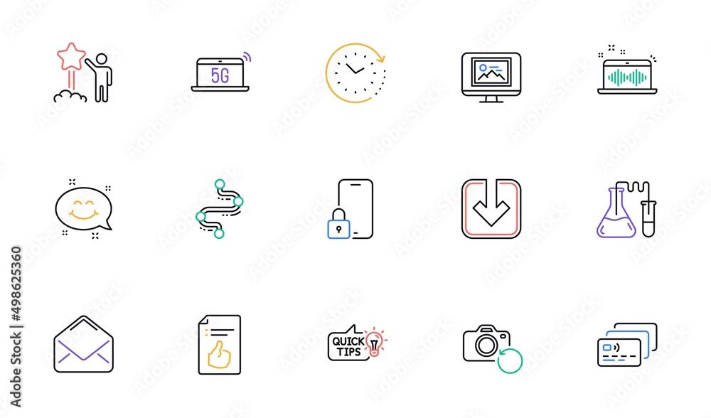 Time change, Education idea and Recovery photo line icons for website, printing. Collection of Chemistry lab, Star, Card icons. Lock, Timeline, Photo thumbnail web elements. Music making. Vector Time change, Education idea and Recovery photo line icons for website, printing. Collection of Chemistry lab, Star, Card icons. Lock, Timeline, Photo thumbnail web elements. Music making. Vector