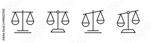 Scale libra icon collection. Judgement justice scale symbol. Law judgment punishment icon photo